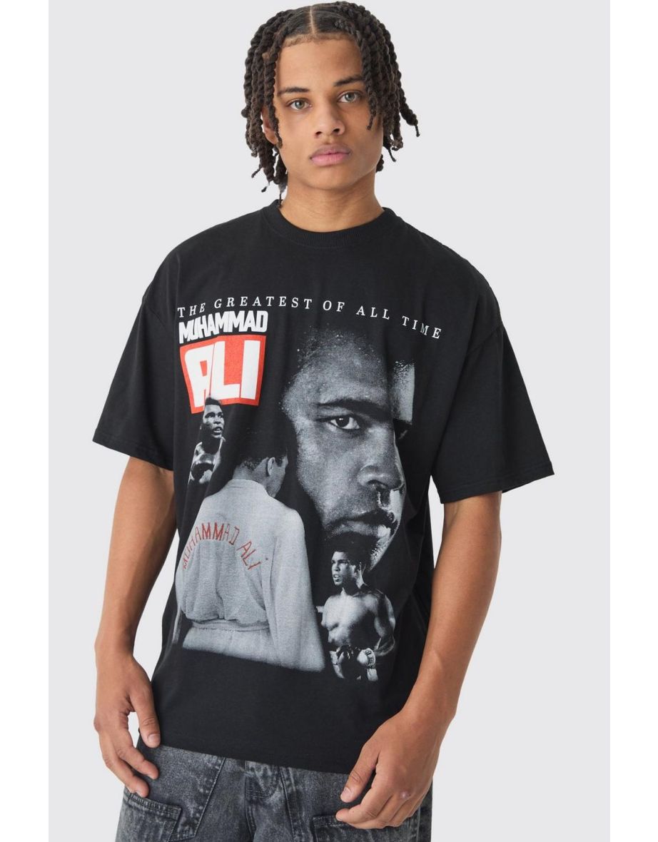 Oversized Muhammad Ali License Print T-Shirt - black