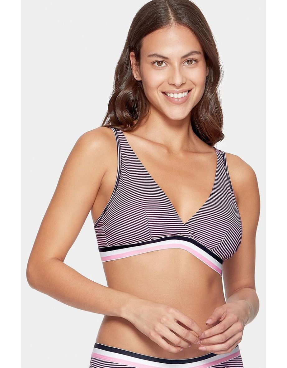 Striped Cotton Triangle Bra
