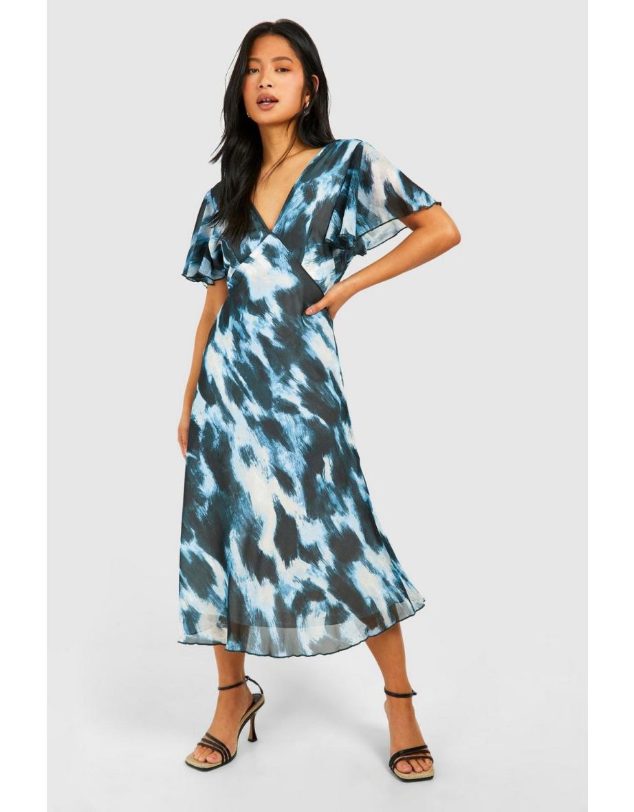 Boohoo Petite A-Line Midi Dress with Abstract Prints