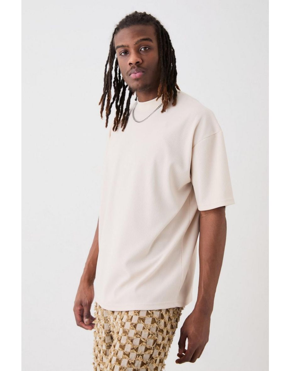 Oversized Ex Neck Ottoman T-shirt - peach