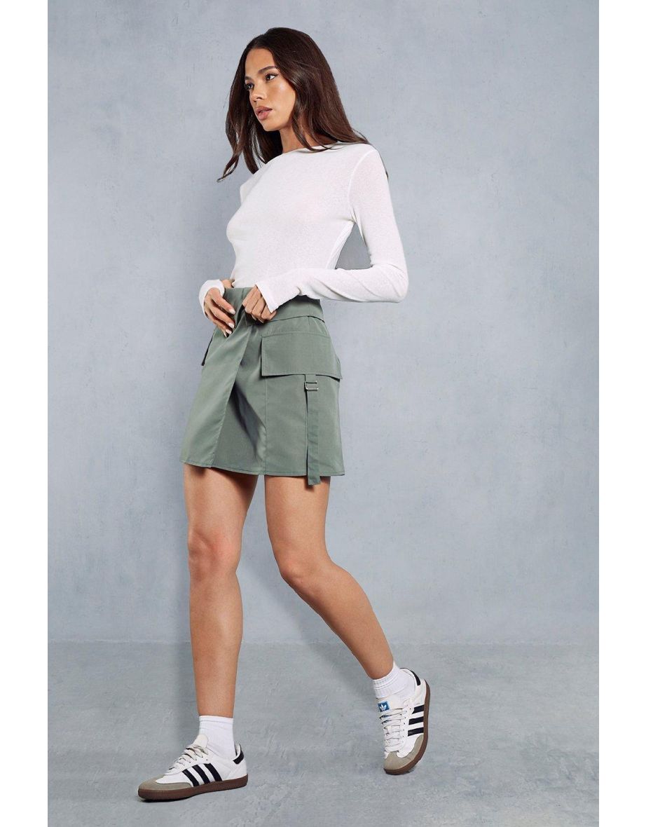 Folded Over Detail Utility Mini Skirt