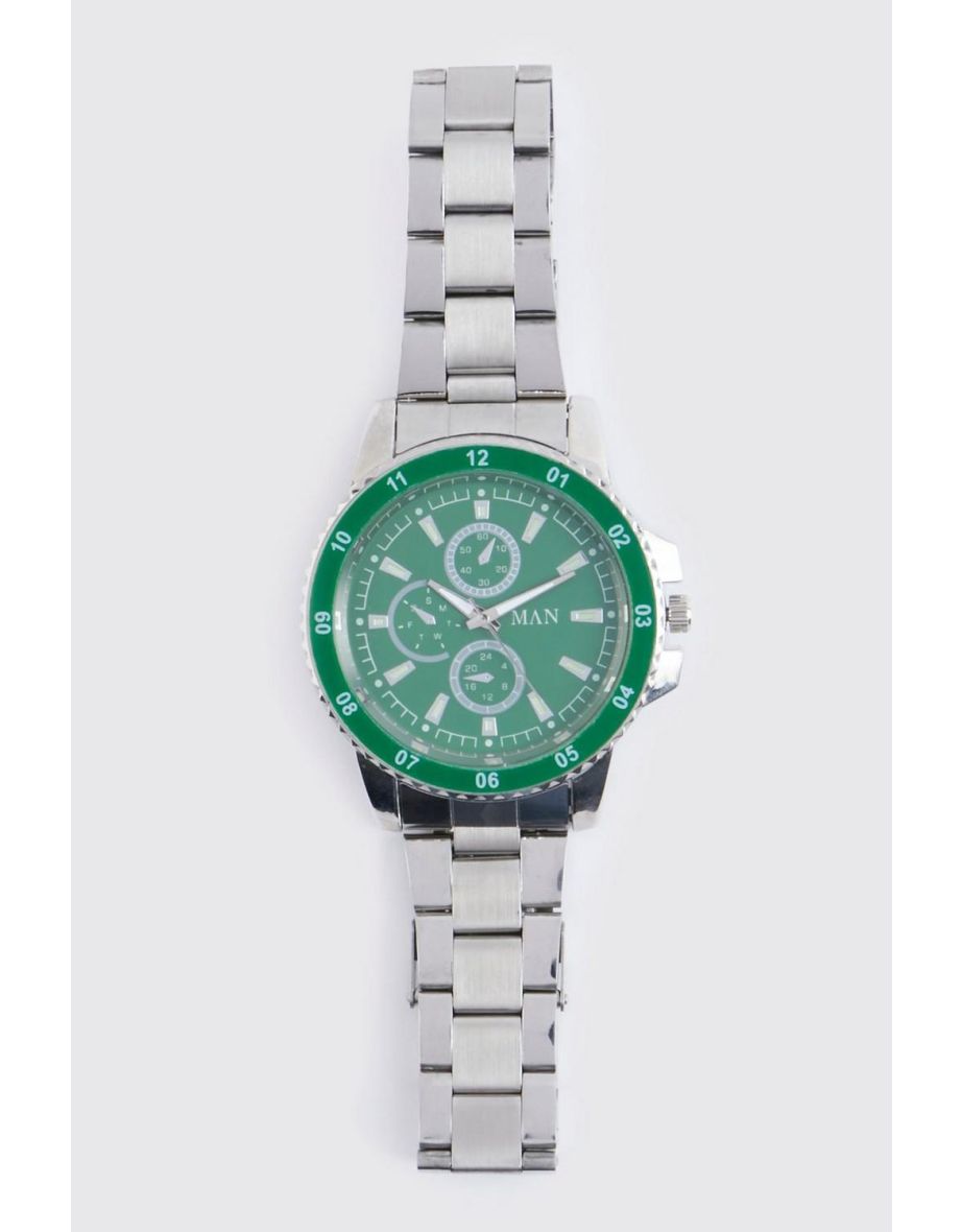 Man Roman Chronograph Style Watch - silver
