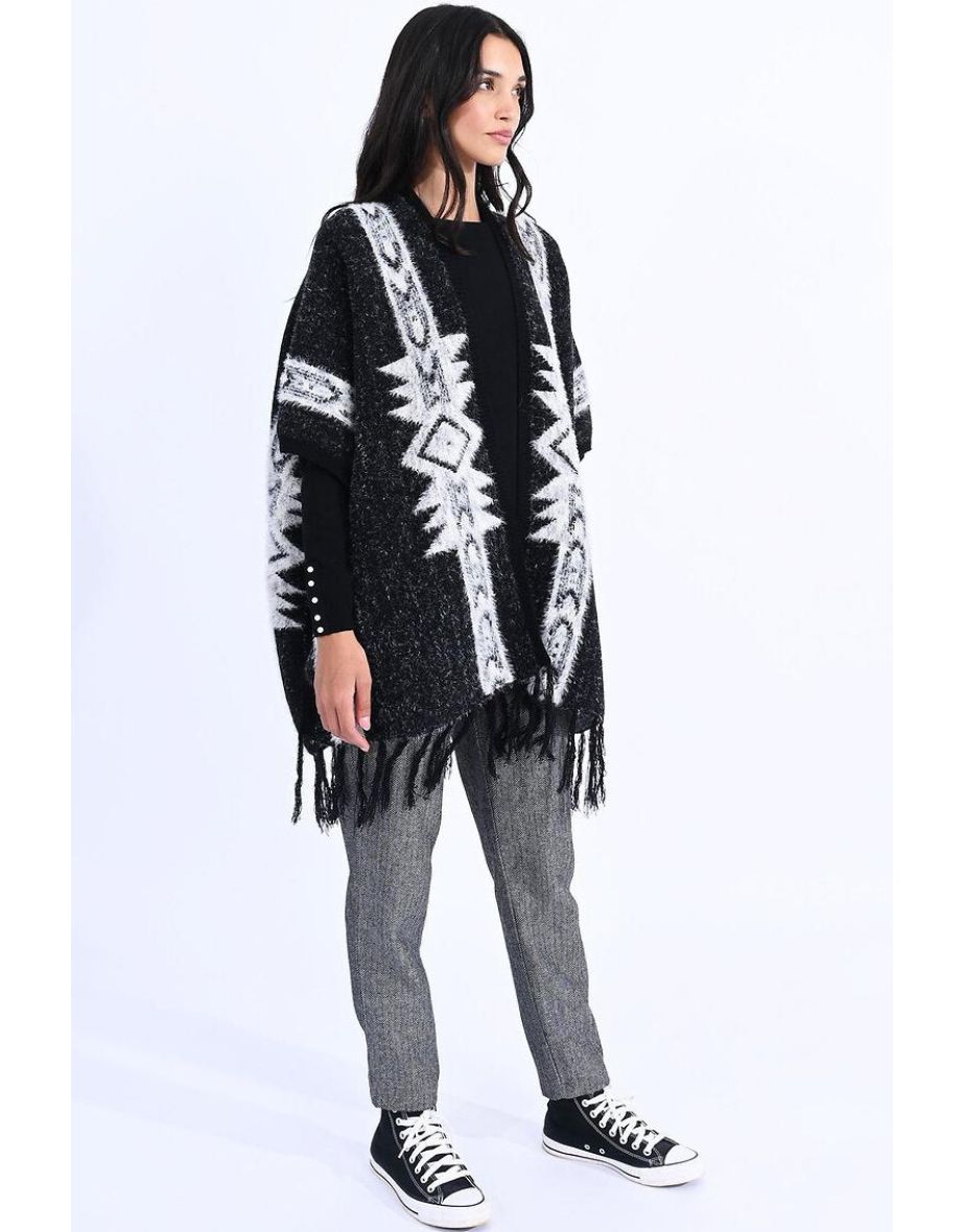 Tribal Print Open Cardigan
