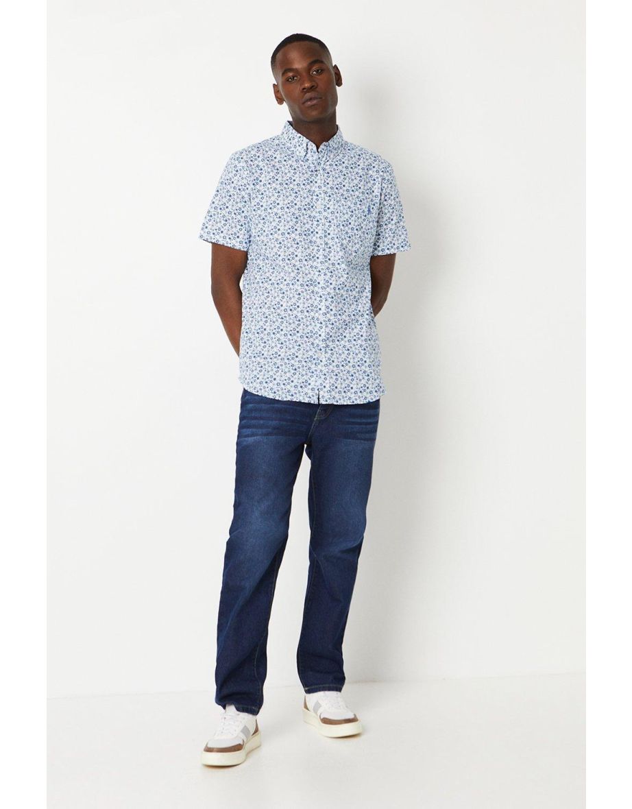 Vine Floral Short Sleeve Shirt - white