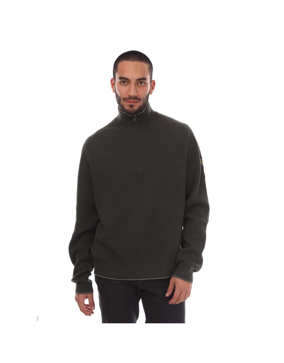 Men's Belstaff Pima Cotton Cole Quarter Zip Jumper in Green