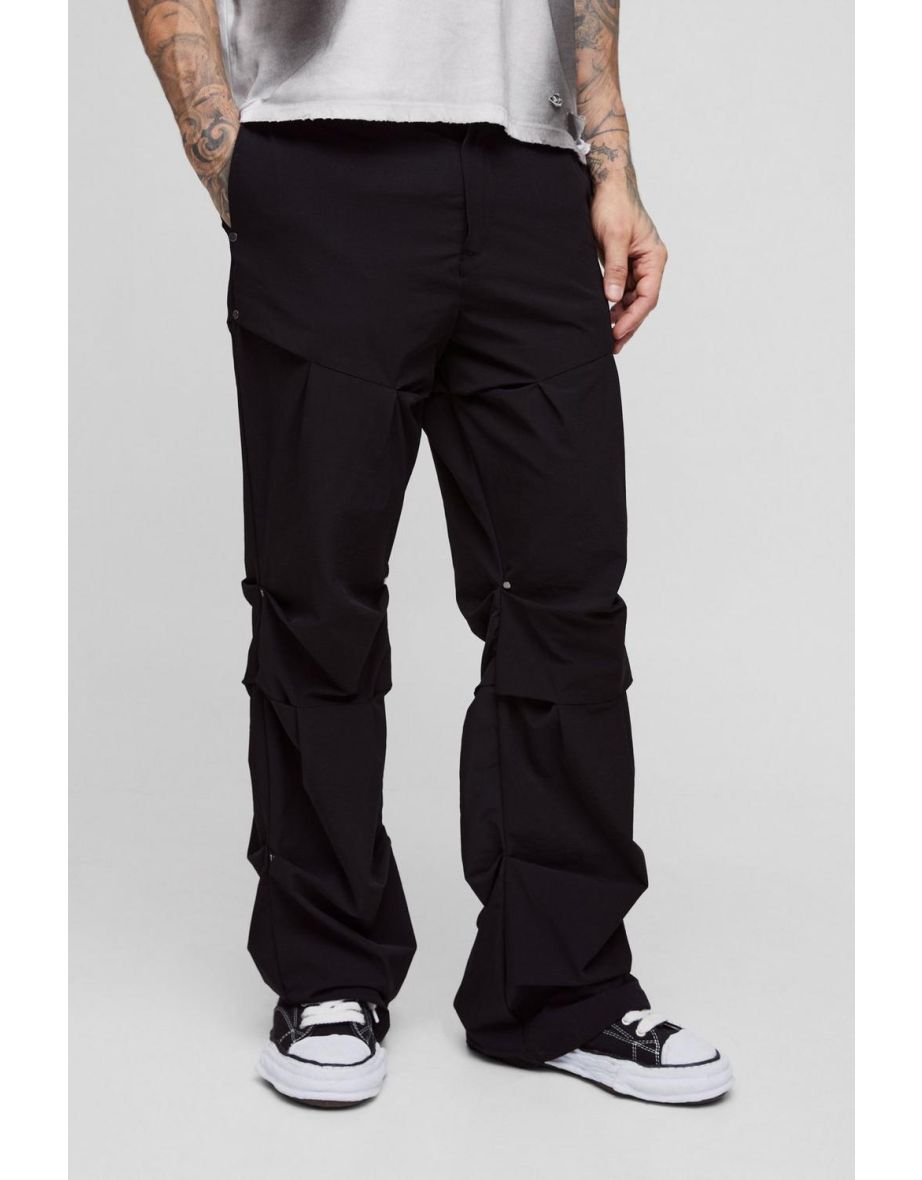 Tall Slim Fit Flare Stacked Trouser With Ruched Detail