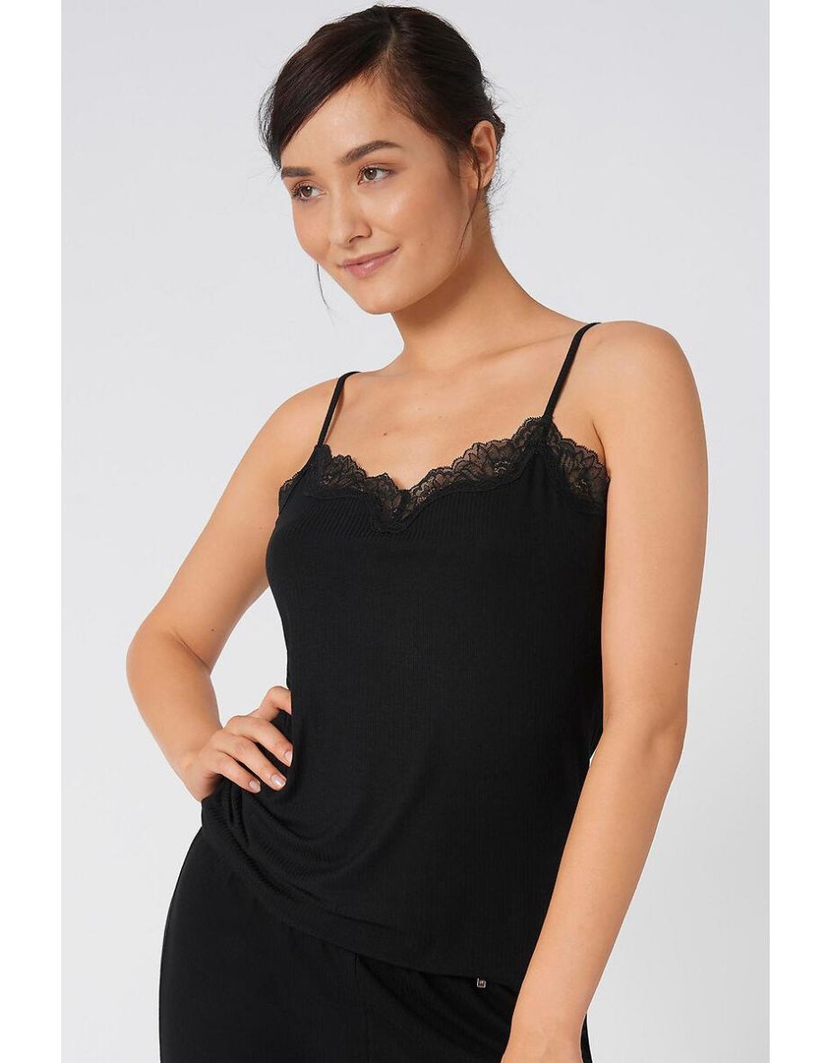 Climate Control Cami with Lace Neckline