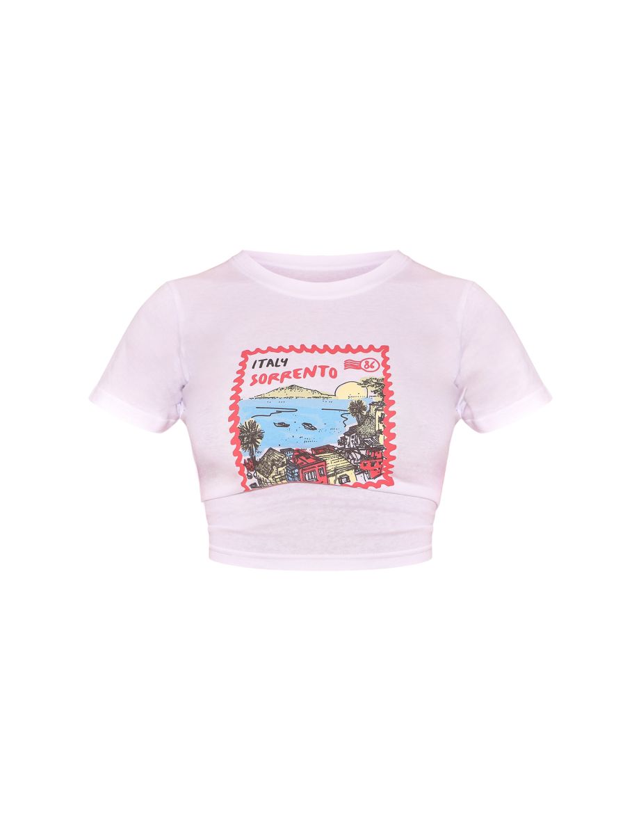 White Postcard Graphic Baby Doll Tee - 4