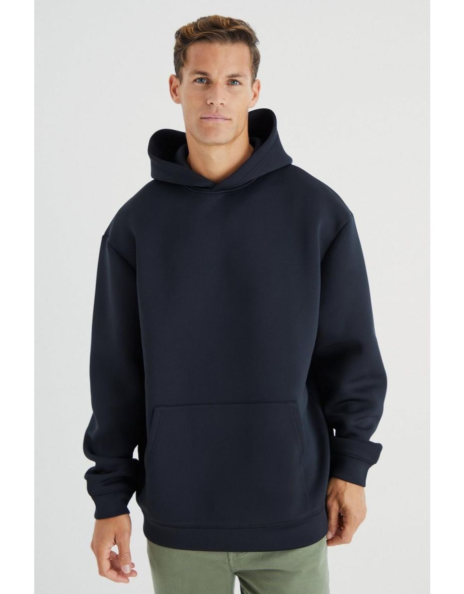 Tall Oversized  Bonded Scuba Hoodie - black