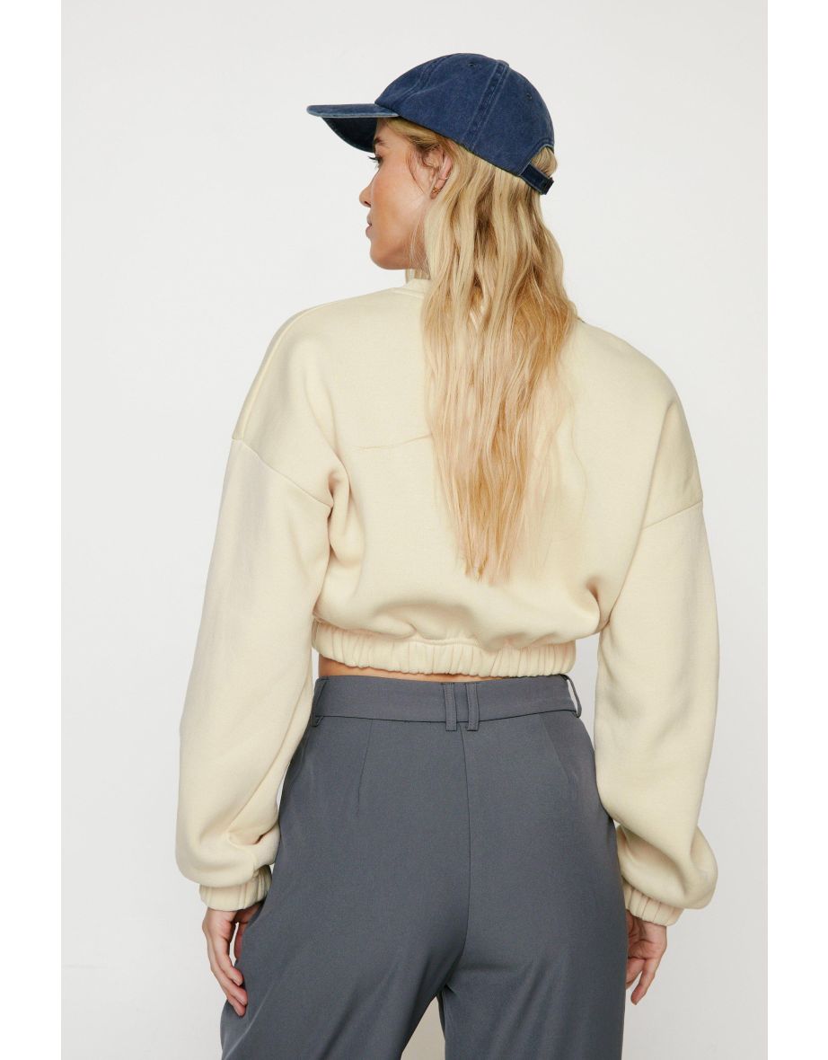 Cropped Elastic Hem Sweatshirt - 3