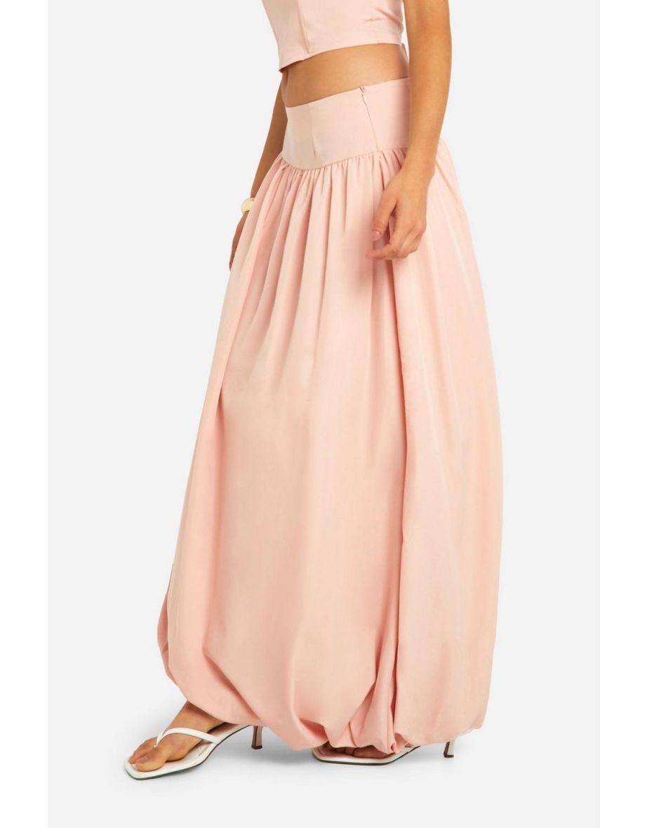 Woven Floor Length Puffball Skirt - soft pink - 3