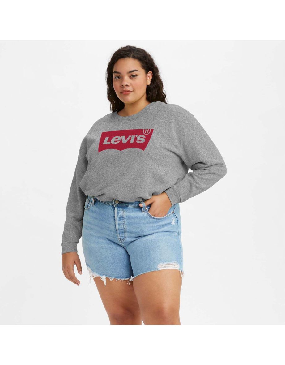 Women's Levis Plus Graphic Standard Crew Sweatshirt in Grey