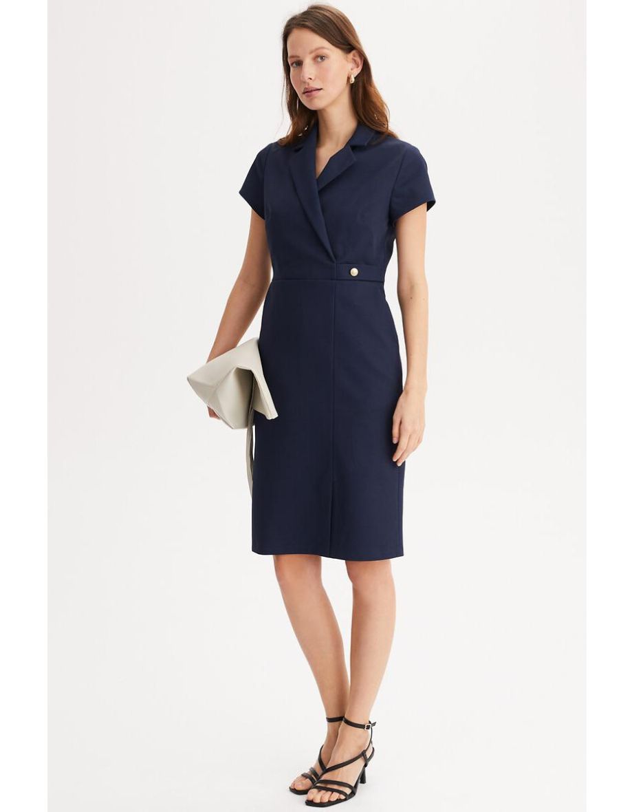 Mid-Length Shift Dress with Short Sleeves