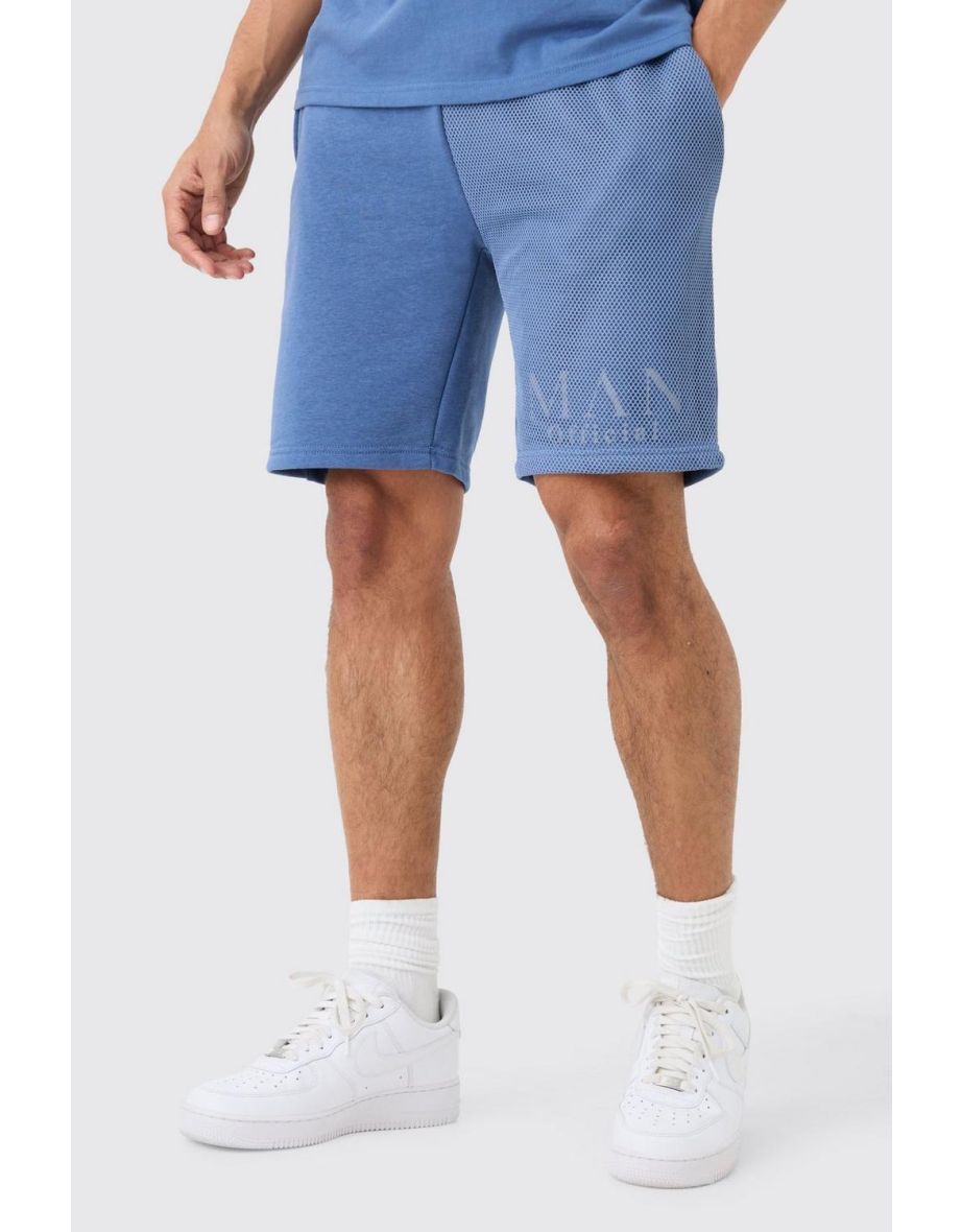 Loose Fit Man Official Splice Mesh Short - blue