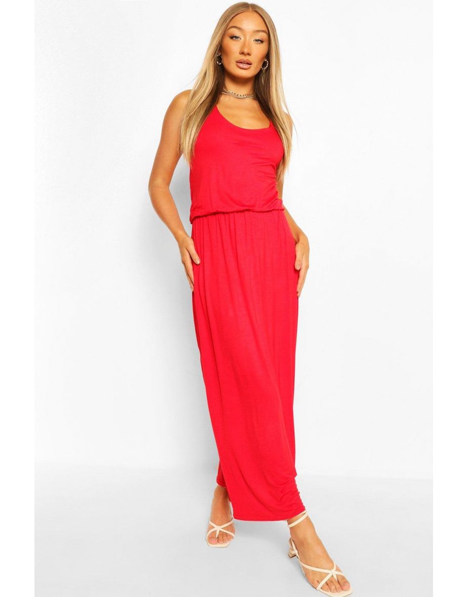 Racer Back Maxi Dress - red