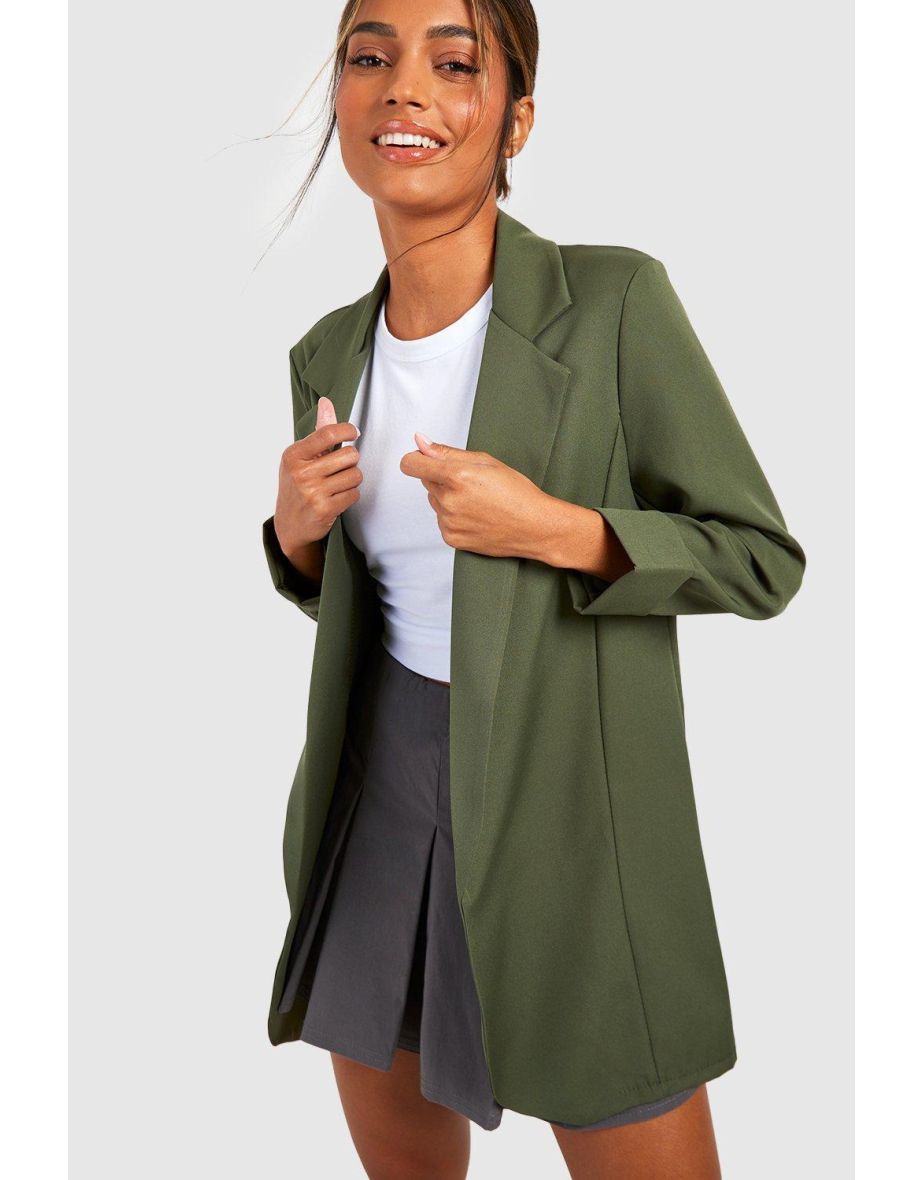 Basic Woven Turn Cuff Relaxed Fit Blazer