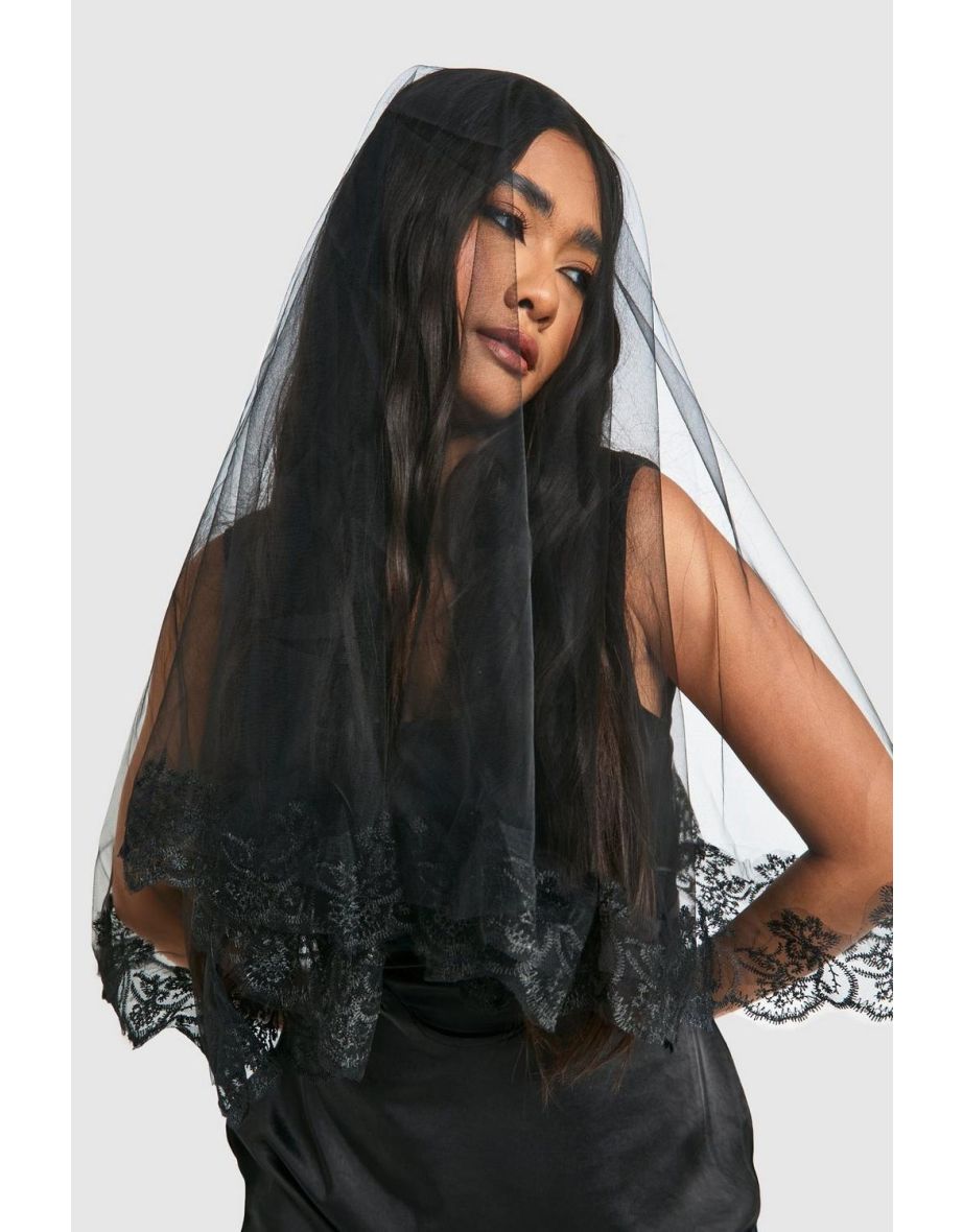 Halloween Lace Trim Detail Veil