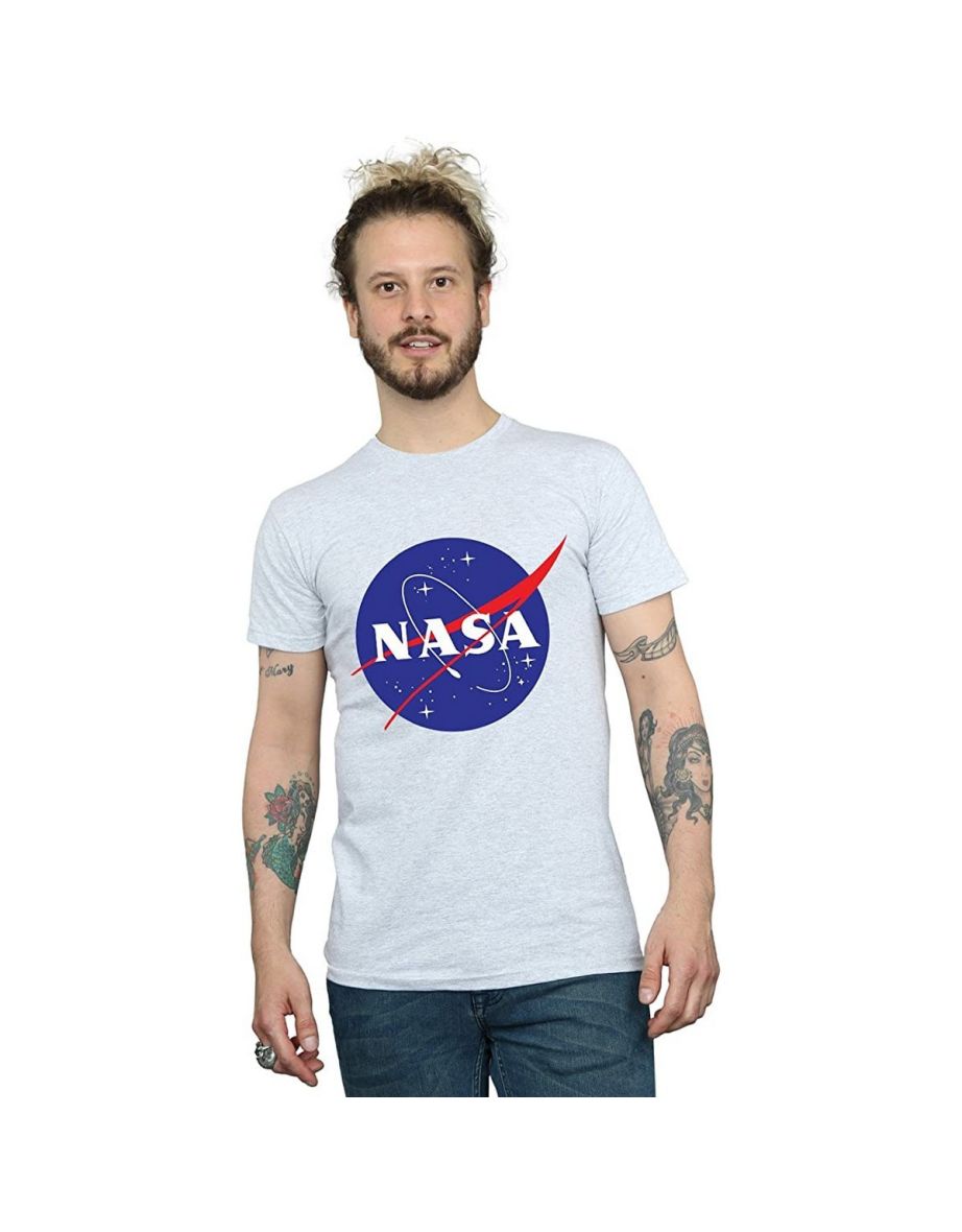 NASA Mens Insignia Distressed Logo T-Shirt - Sports Grey