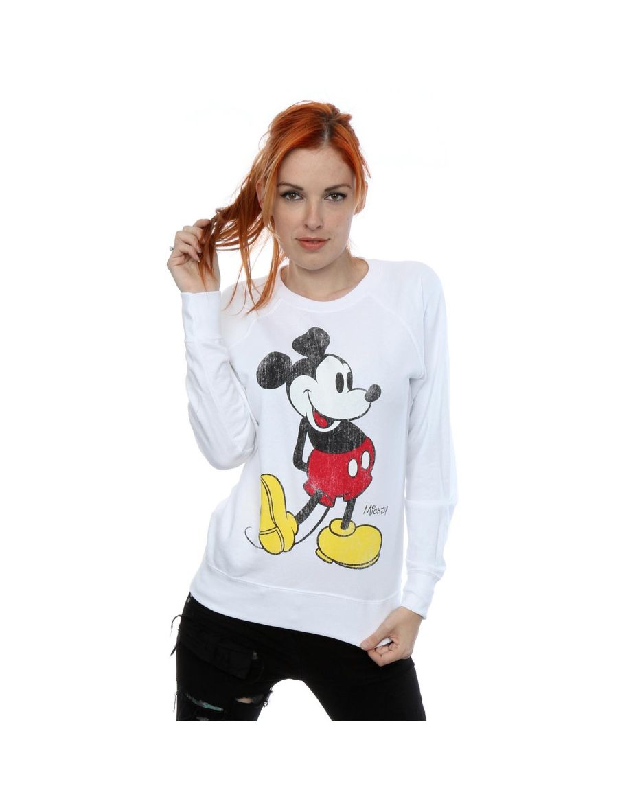 Disney Womens/Ladies Mickey Mouse Classic Kick Sweatshirt - White