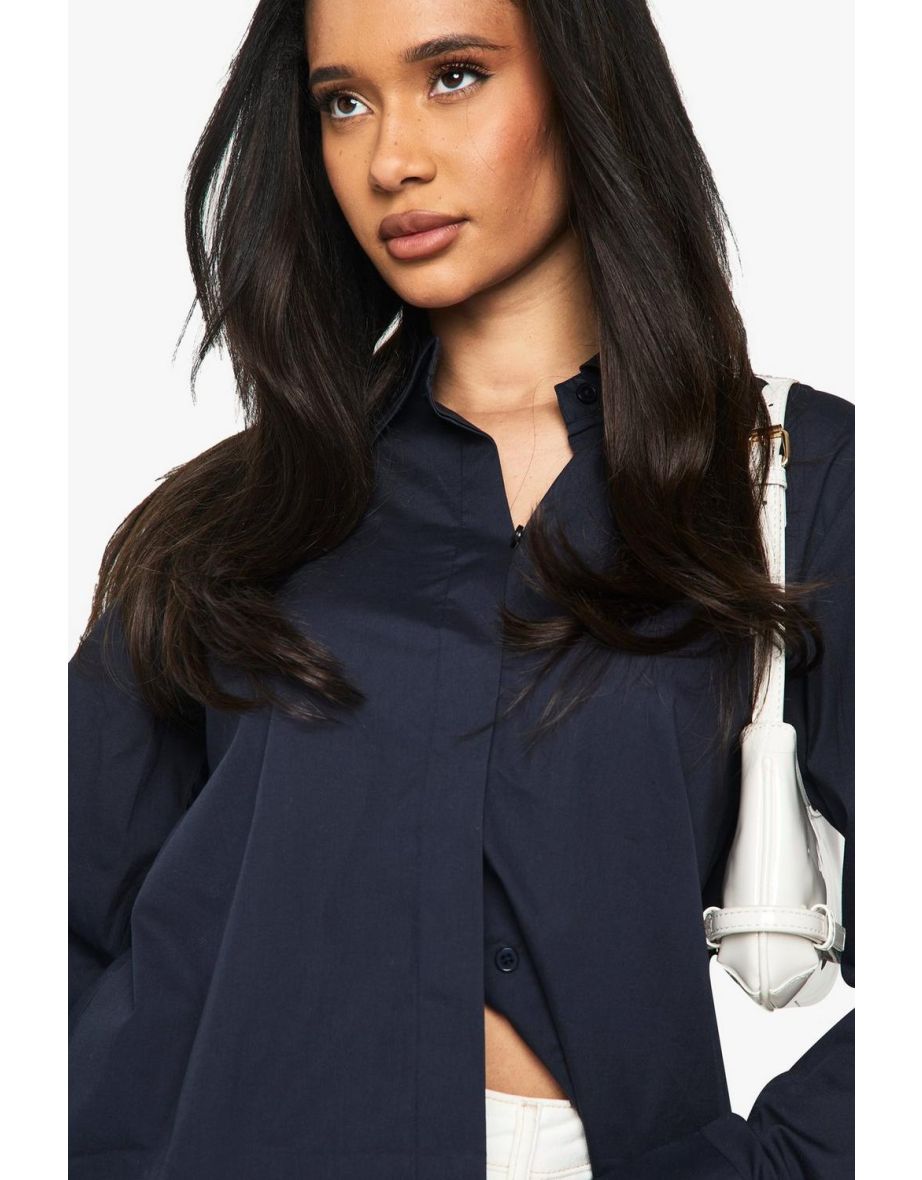Boohoo Basics Cotton Shirt - navy - 3