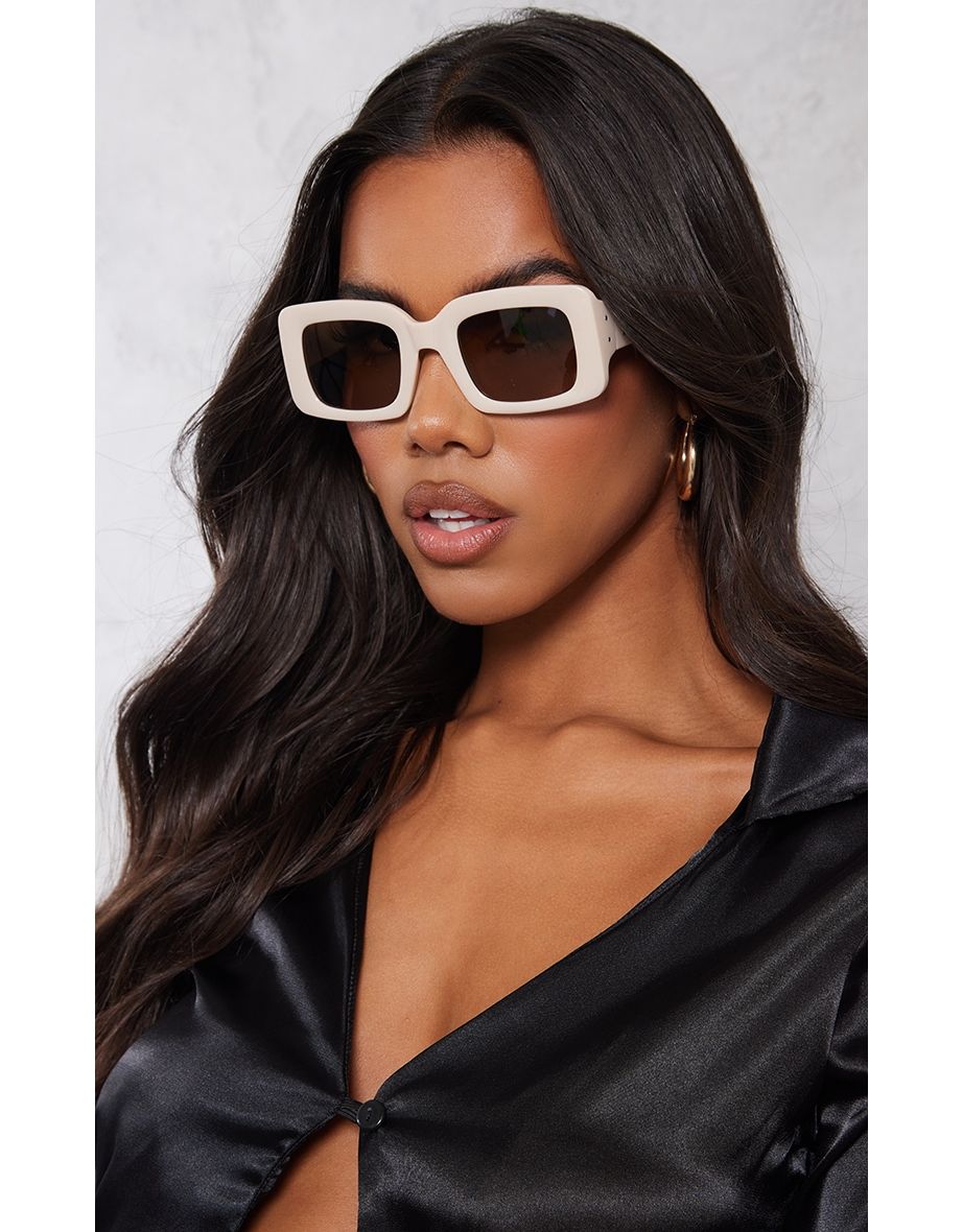 PRETTYLITTLETHING Silver Lens Square Frame Sunglasses