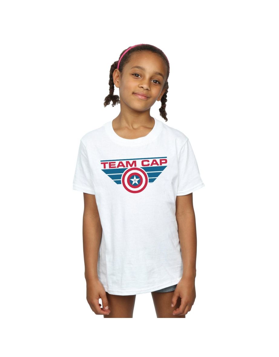 Marvel Girls Captain America Civil War Team Cap Cotton T-Shirt - White