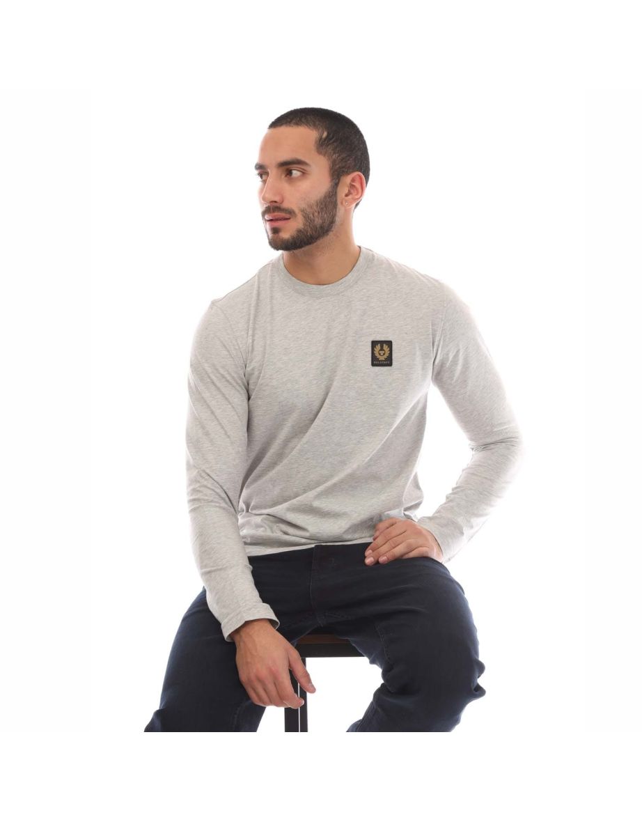 Men's Belstaff Cotton Jersey Long Sleeved T-Shirt in Silver - 3