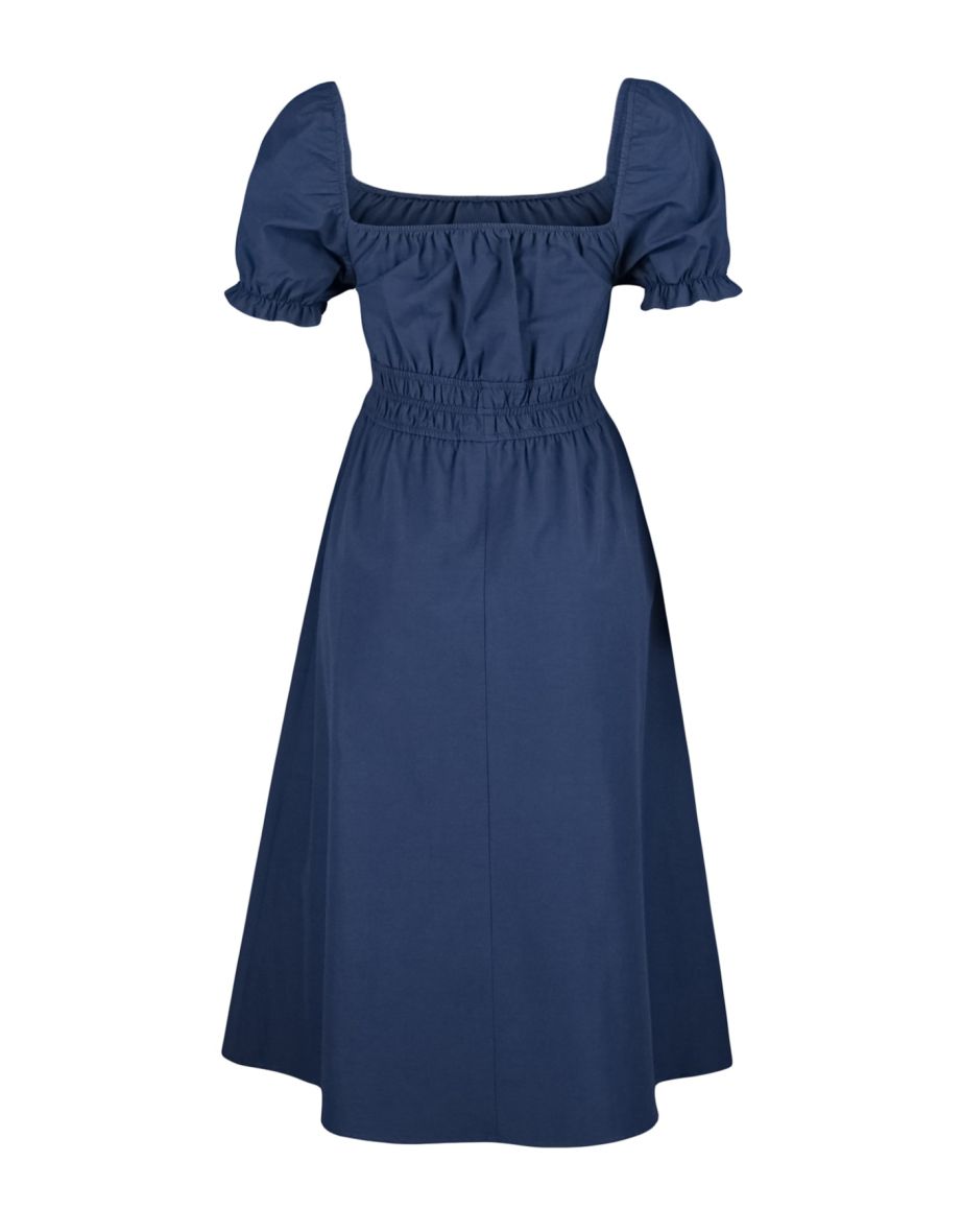 Navy A-Line Midi Skater Dress - 7