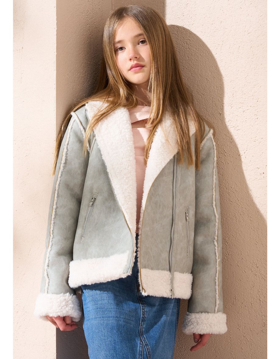 Halle Grey Faux Fur Leather Jacket