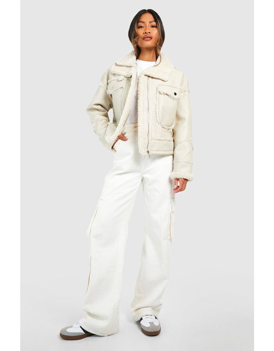 Aviator jacket white best sale