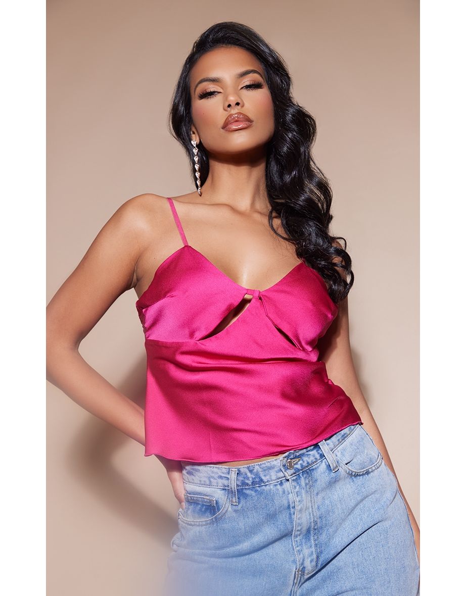 Bright pink satin top online