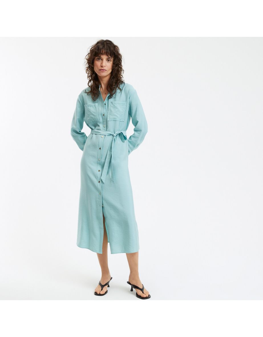 Maxi Shift Dress with Long Sleeves