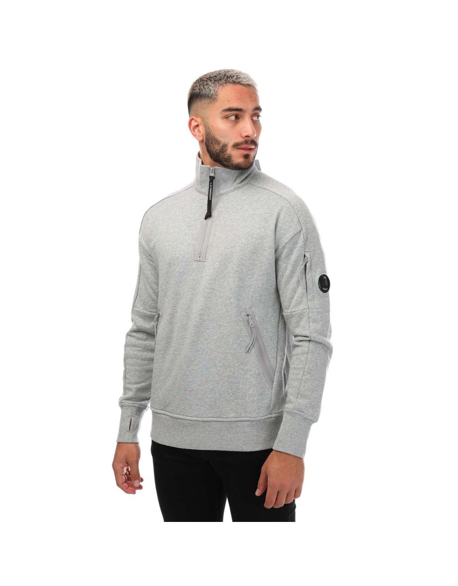 Shop Men s C.P. Company Diagonal Raised Half Zipped Sweatshirt in Grey Online in United Arab Emirates VogaCloset