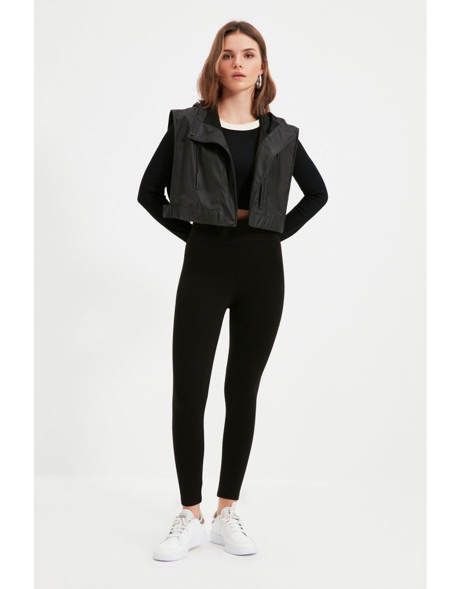 Black Petite High Waist Knitted Leggings