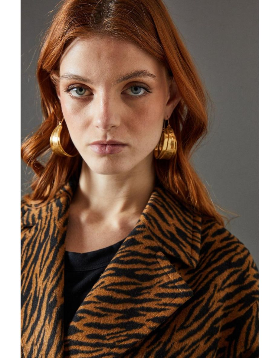 Zebra Belted Wrap Coat - 3