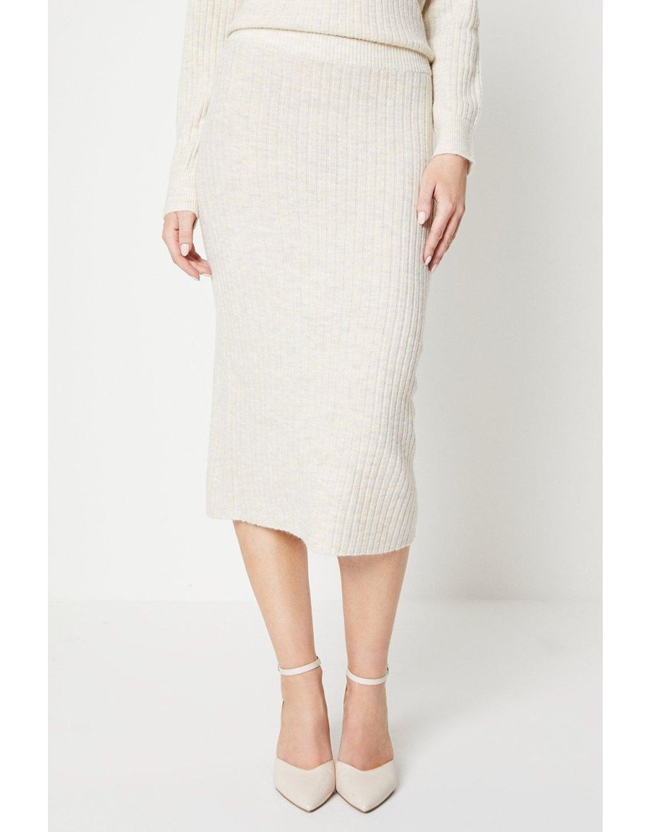 Ribbed Tube Skirt Co-ord - stone - 3