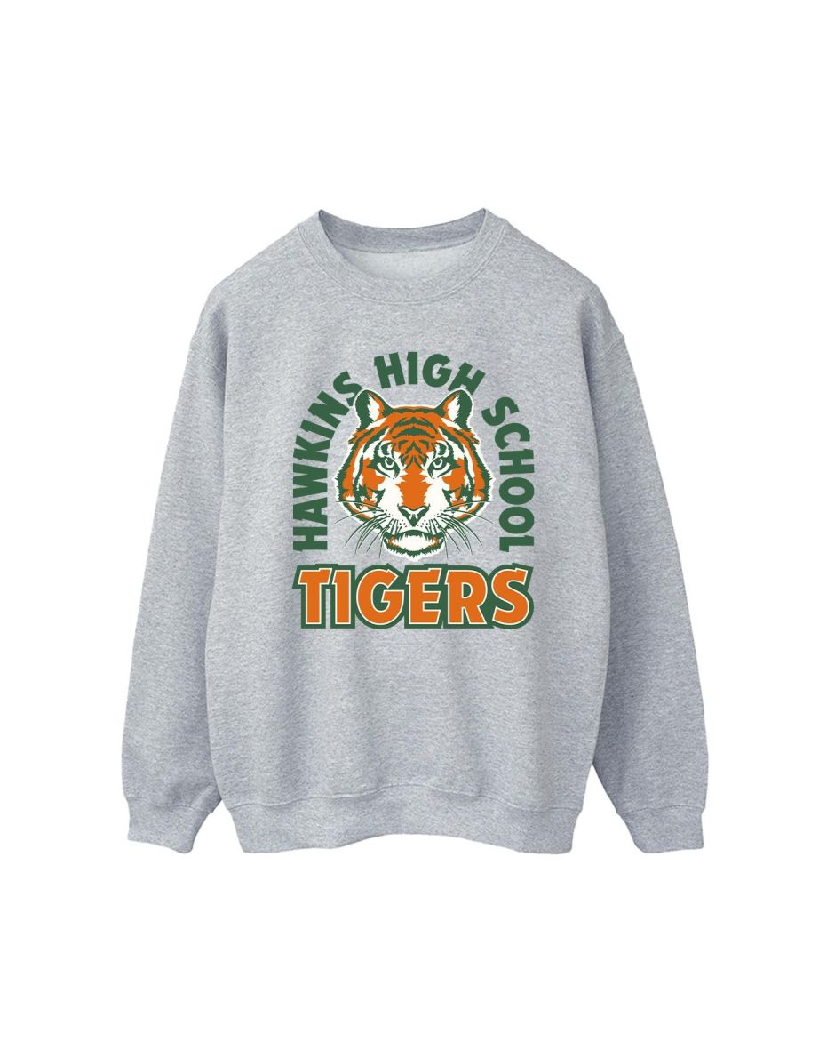 Netflix Mens Stranger Things Hawkins Arch Tiger Sweatshirt - Sports Grey - 1
