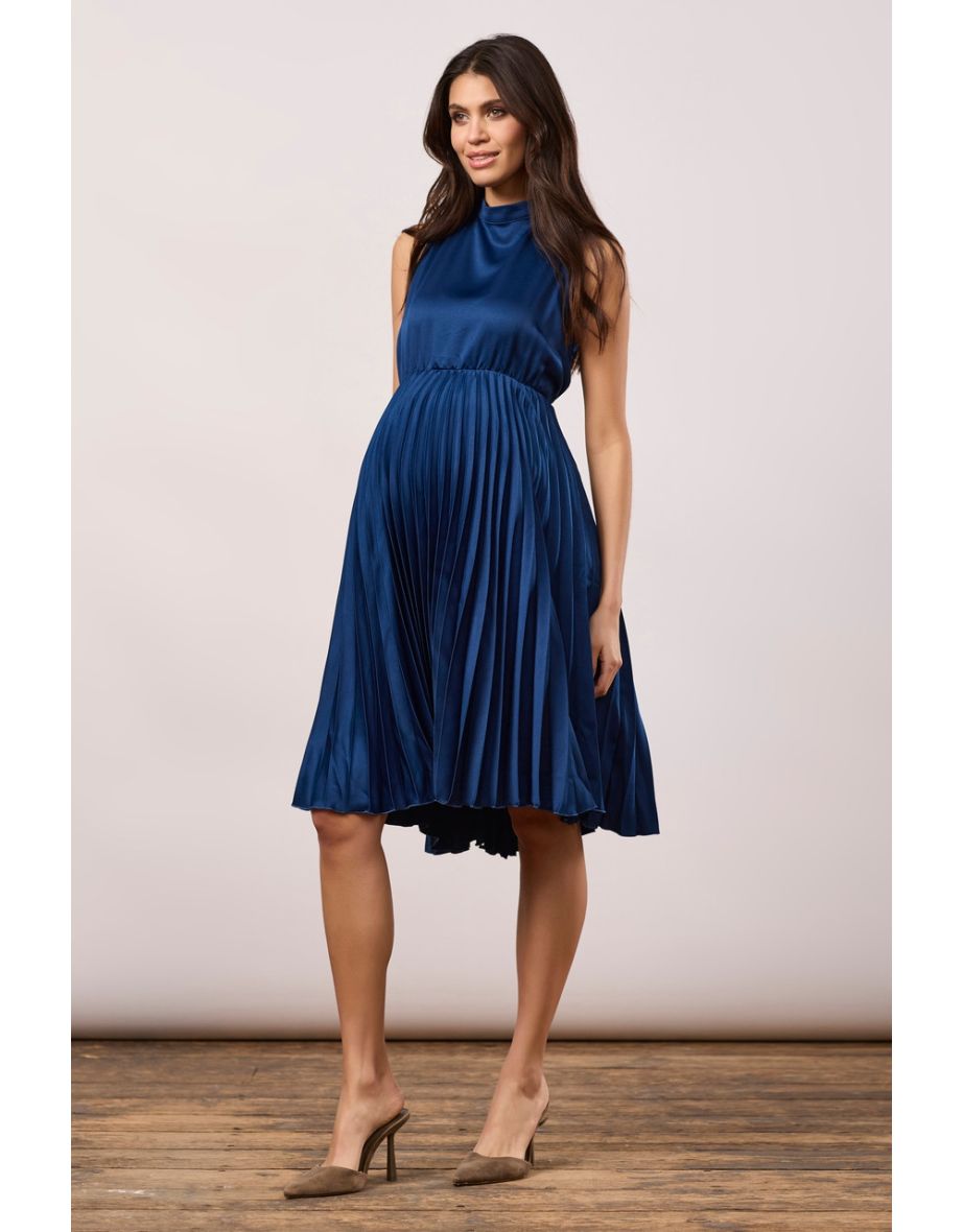 Closet London Navy Maternity  Pleated Skirt Dress - 4