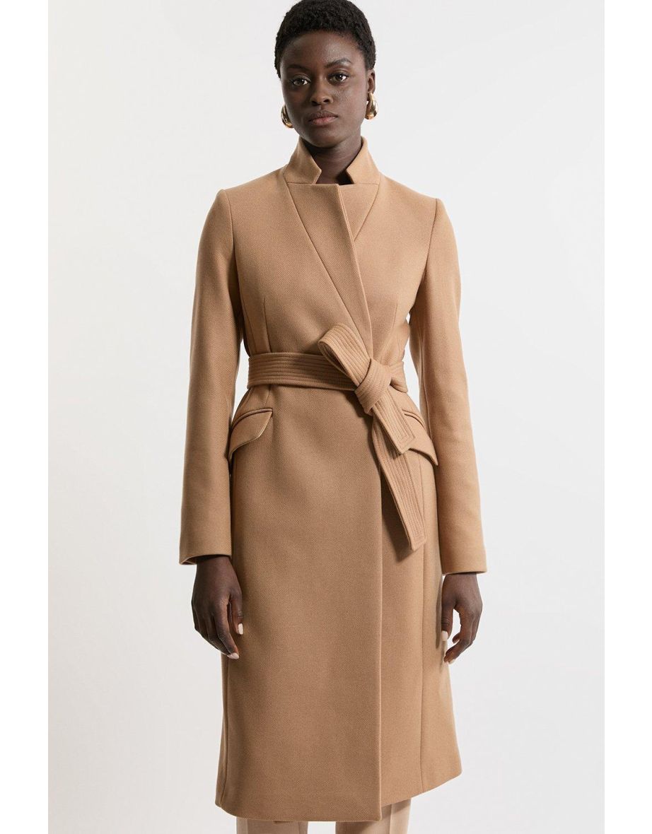 Premium Italian Manteco Wool Investment Notch Neck Tailored Midi Coat