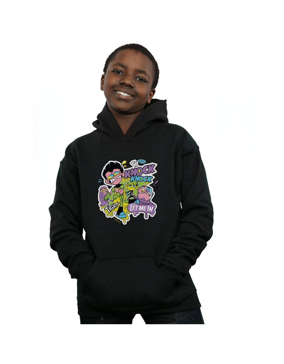 DC Comics Boys Teen Titans Go Knock Knock Hoodie - Black