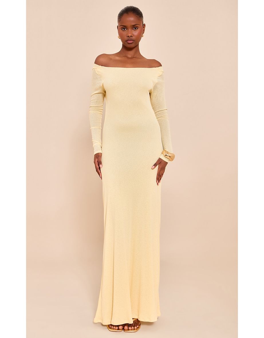 Butter Cream Double Layer Onion Skin Cowl Back Maxi Dress