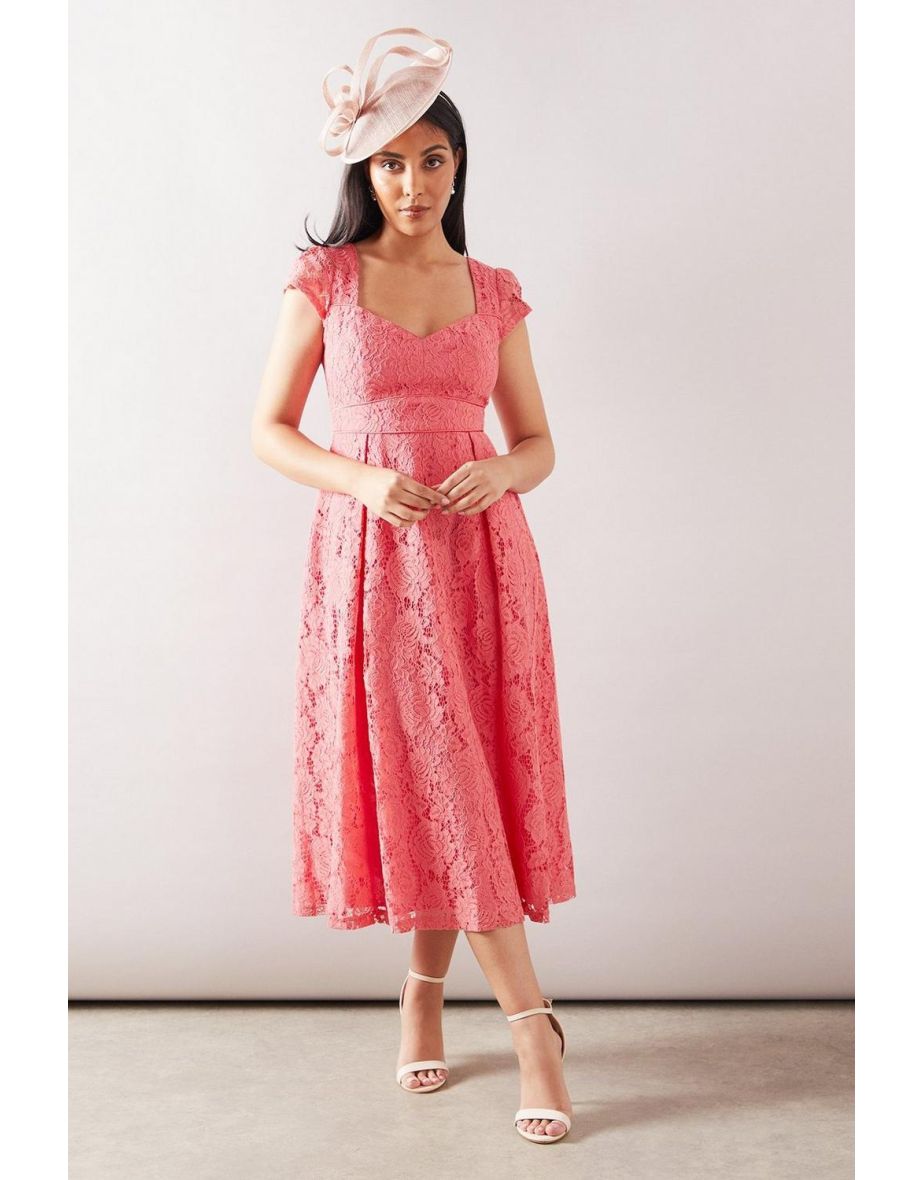 Petite Lace Sweetheart Neck Midaxi Dress