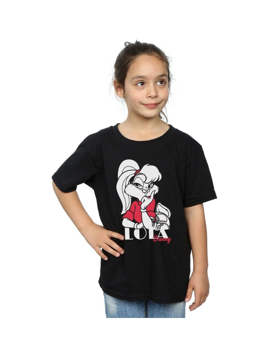 Looney Tunes Girls Lola Bunny Cotton T-Shirt - Black