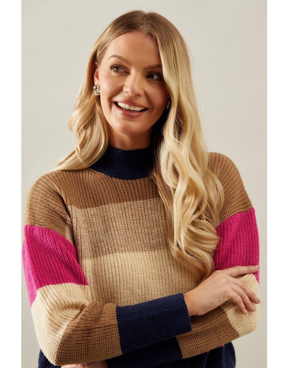 Multi Stripe High Neck Jumper - 3