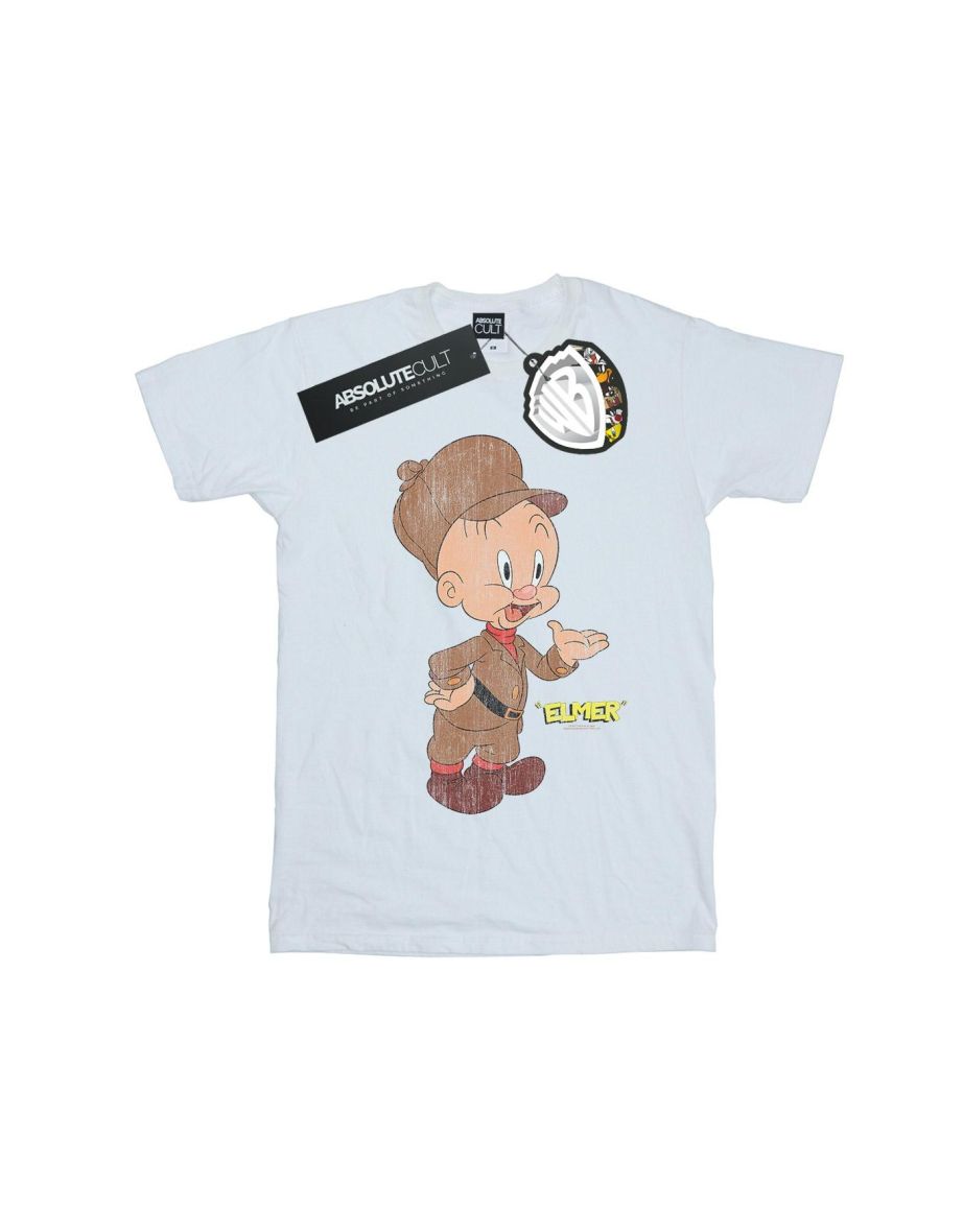 Looney Tunes Boys Elmer Fudd Distressed T-Shirt - White