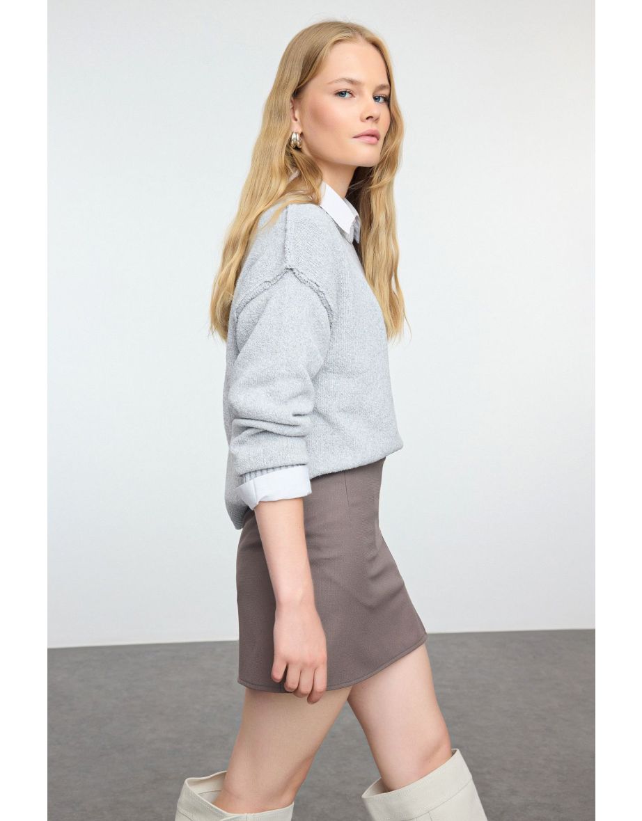 Anthracite Mini Slit Skirt