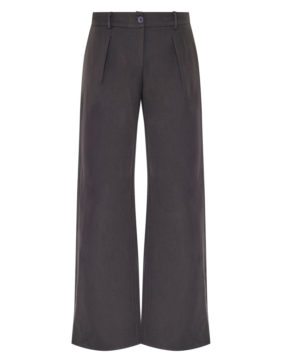 Charcoal Premium Woven Tailored Wide Leg Trousers - 4