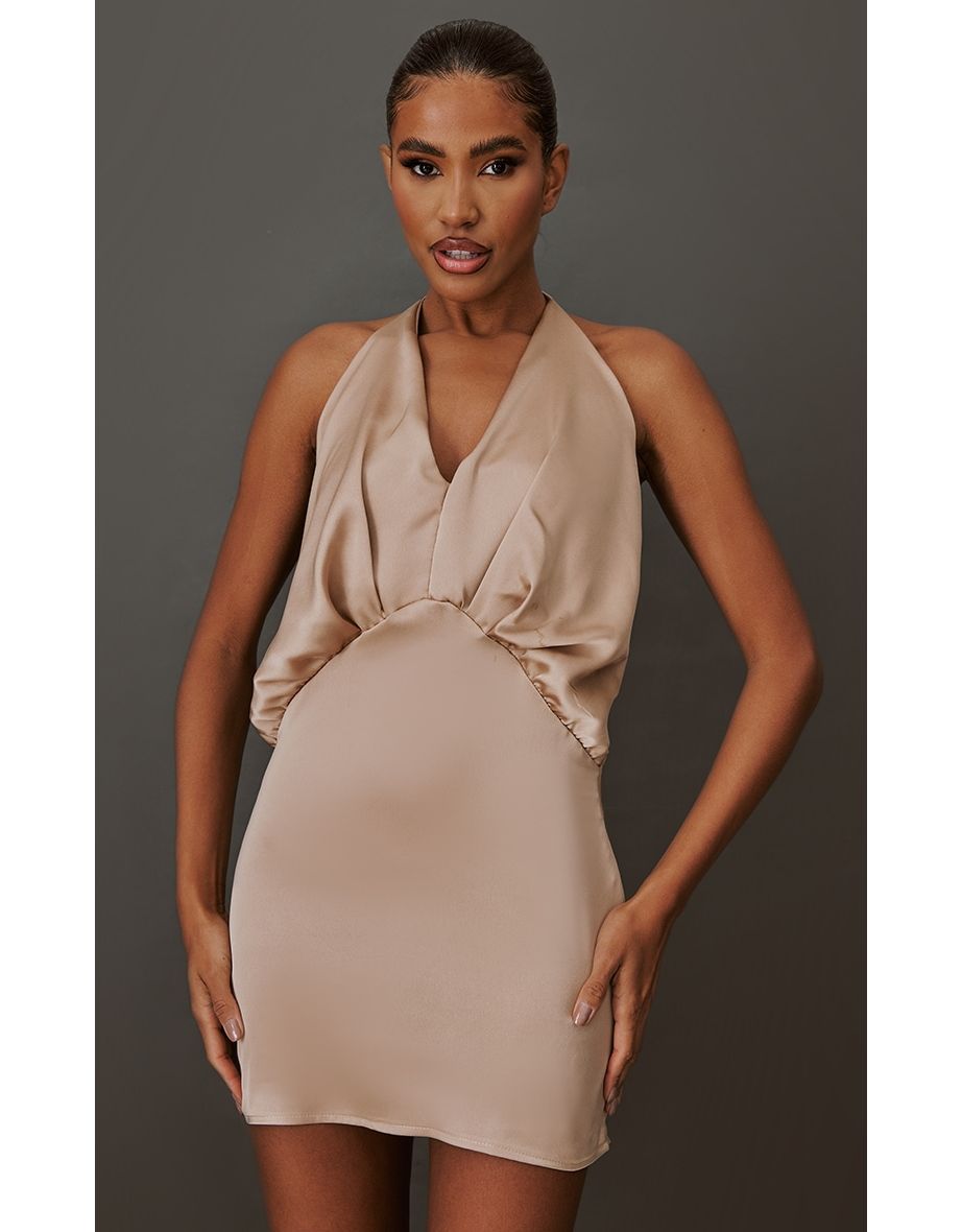 Camel satin dress best sale