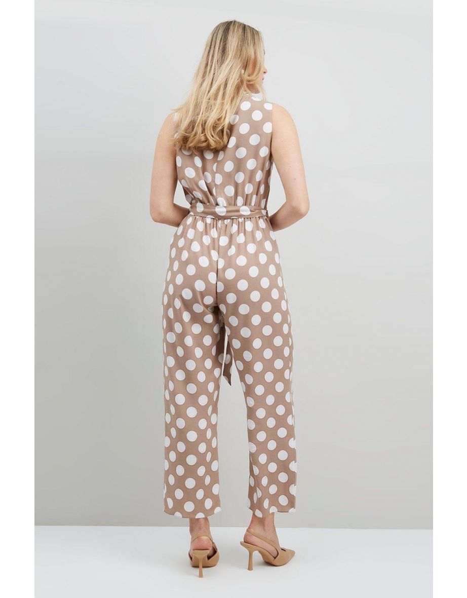 Taupe Spot Woven Jumpsuit - 2