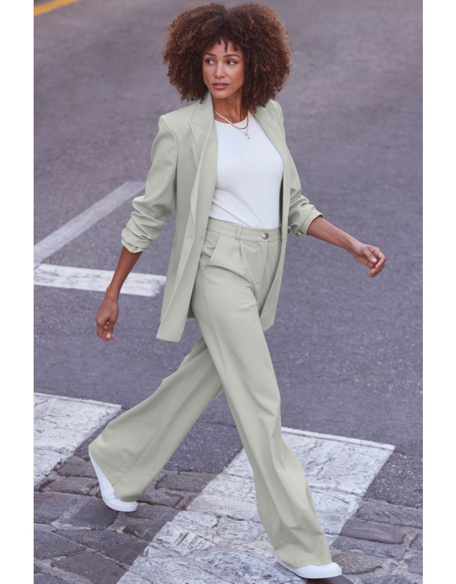 Mint Green Relaxed Fit Double Breasted Blazer